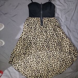 Material Girl Black and Leopard Asymmetrical Dress